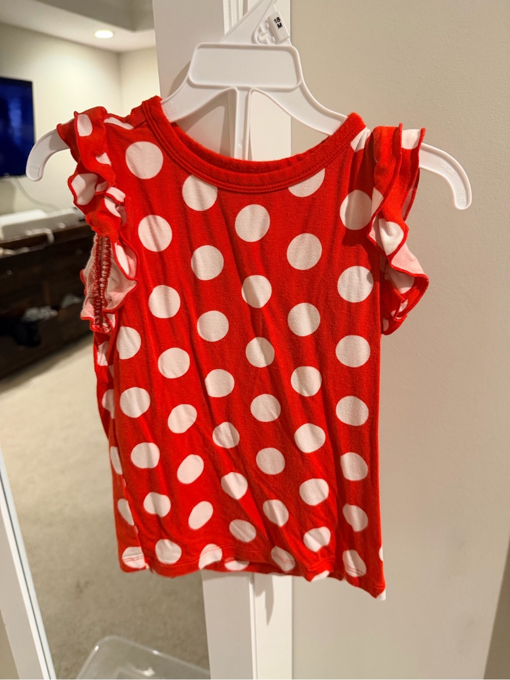 Little Sleepies Red and White Polka Dot Ruffle Sleeve Tee